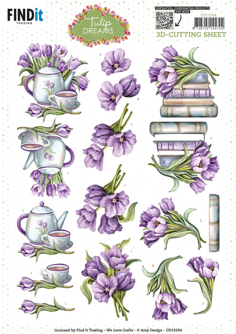 3D Cutting Sheet - Amy Design - Tulip Dreams - Purple Tulips