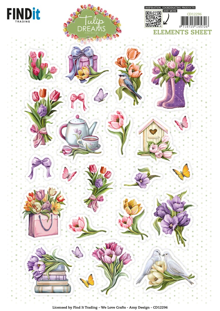 Cutting Sheet - Amy Design - Tulip Dreams - Small Elements