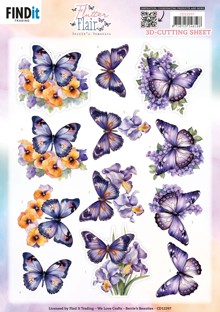 3D Cutting Sheet - Berries Beauties - Flutter Flair - Purple Flutters