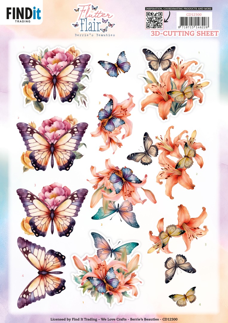 3D Cutting Sheet - Berries Beauties - Flutter Flair - Orange Flutters