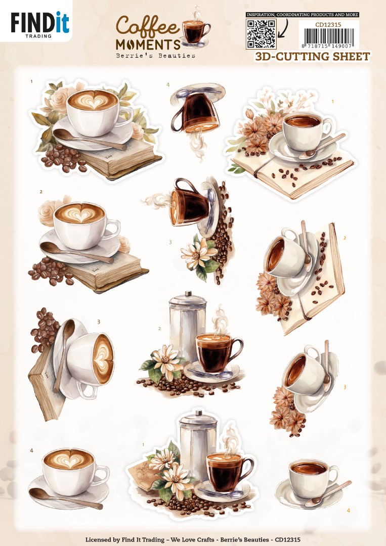 3D Cutting Sheet - Berries Beauties - Coffee Moments - Cup of Coffee