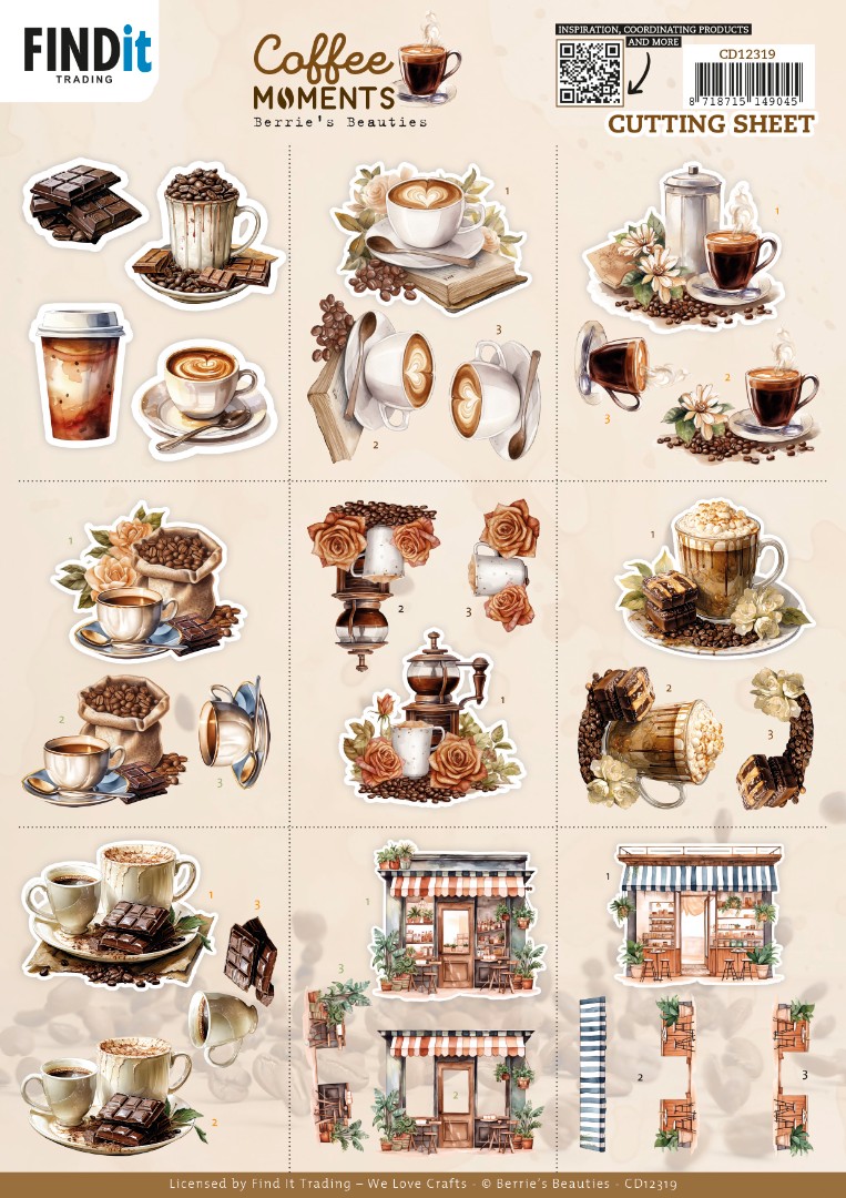 3D Cutting Sheet - Berries Beauties - Coffee Moments - Mini 3D Cutting Sheet - Berries Beauties - Coffee Moments - Mini