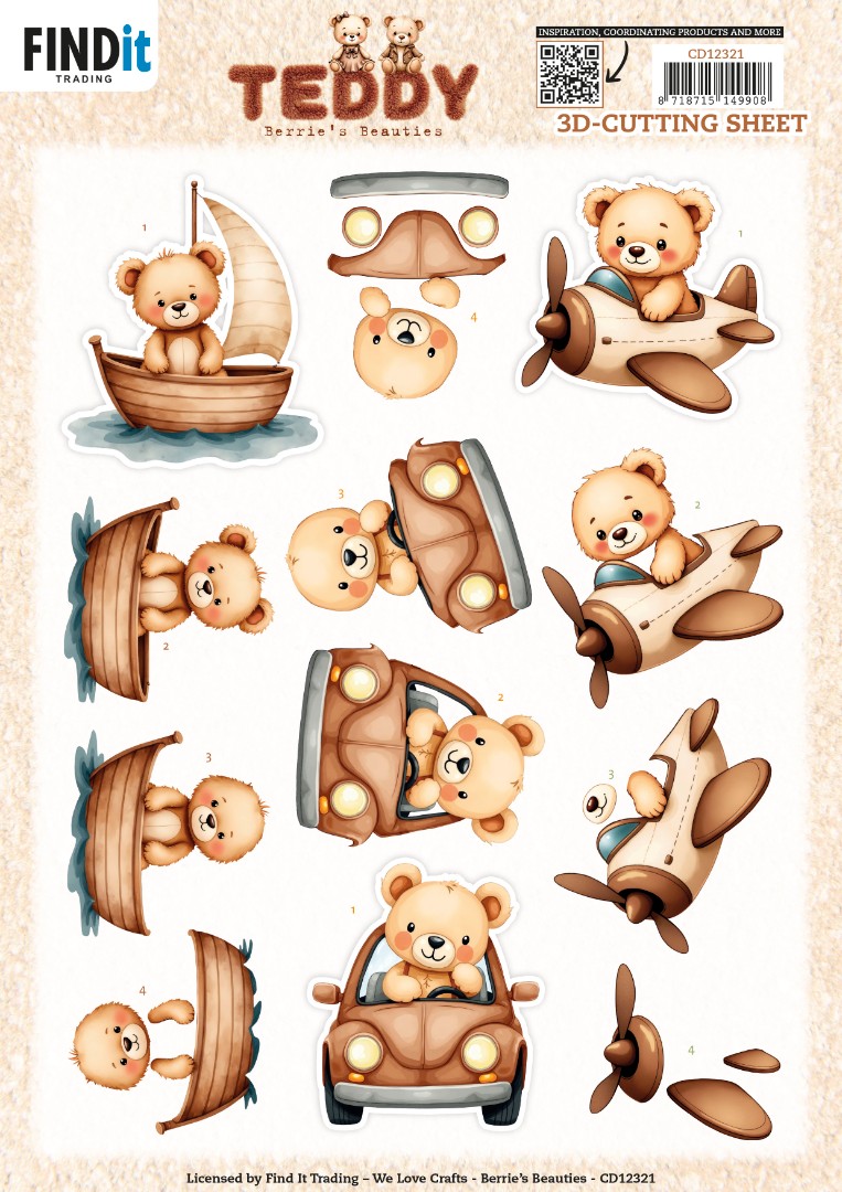 3D Cutting Sheet - Berries Beauties - Teddy - Transport 3D Cutting Sheet - Berries Beauties - Teddy - Transport