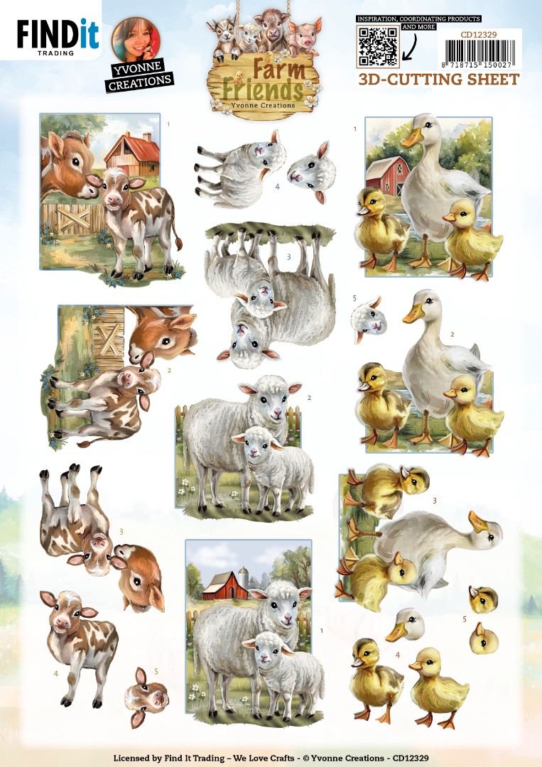 3D Cutting Sheet - Yvonne Creations - Farm Friends - Mother and Child 3D Cutting Sheet - Yvonne Creations - Farm Friends - Mother and Child