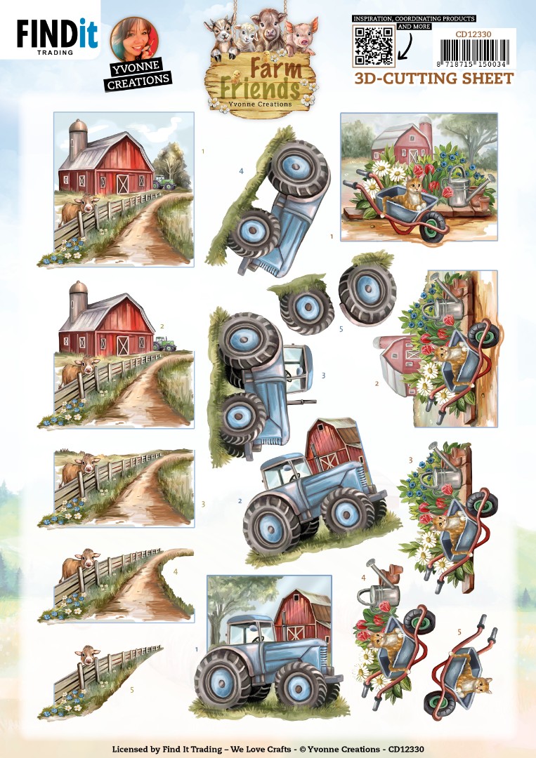 3D Cutting Sheet - Yvonne Creations - Farm Friends - Farmyard 3D Cutting Sheet - Yvonne Creations - Farm Friends - Farmyard