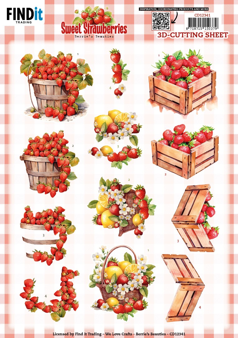 3D Cutting Sheet - Berries Beauties - Sweet Strawberries - Strawberries in a Basket 3D Cutting Sheet - Berries Beauties - Sweet Strawberries - Strawberries in a Basket