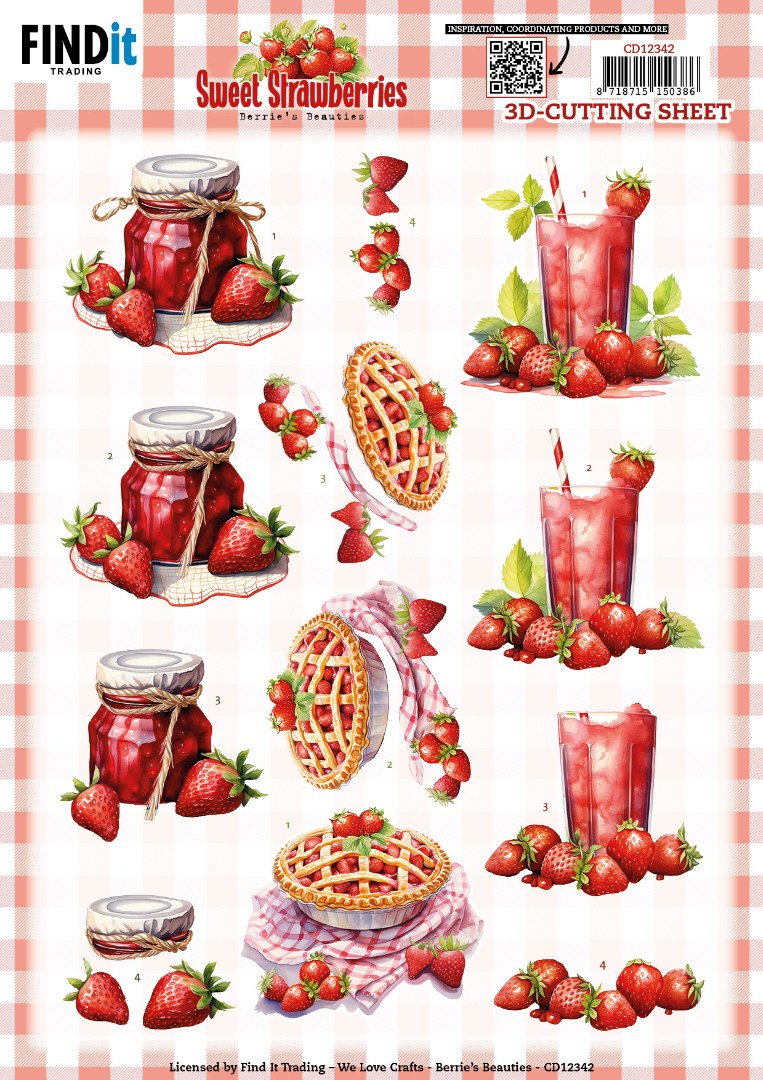 3D Cutting Sheet - Berries Beauties - Sweet Strawberries - Strawberry Pie 3D Cutting Sheet - Berries Beauties - Sweet Strawberries - Strawberry Pie