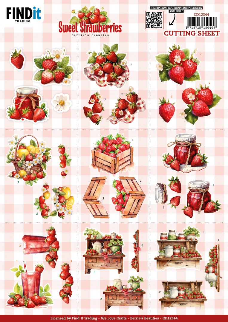 3D Cutting Sheet - Berries Beauties - Sweet Strawberries - Mini 3D Cutting Sheet - Berries Beauties - Sweet Strawberries - Mini