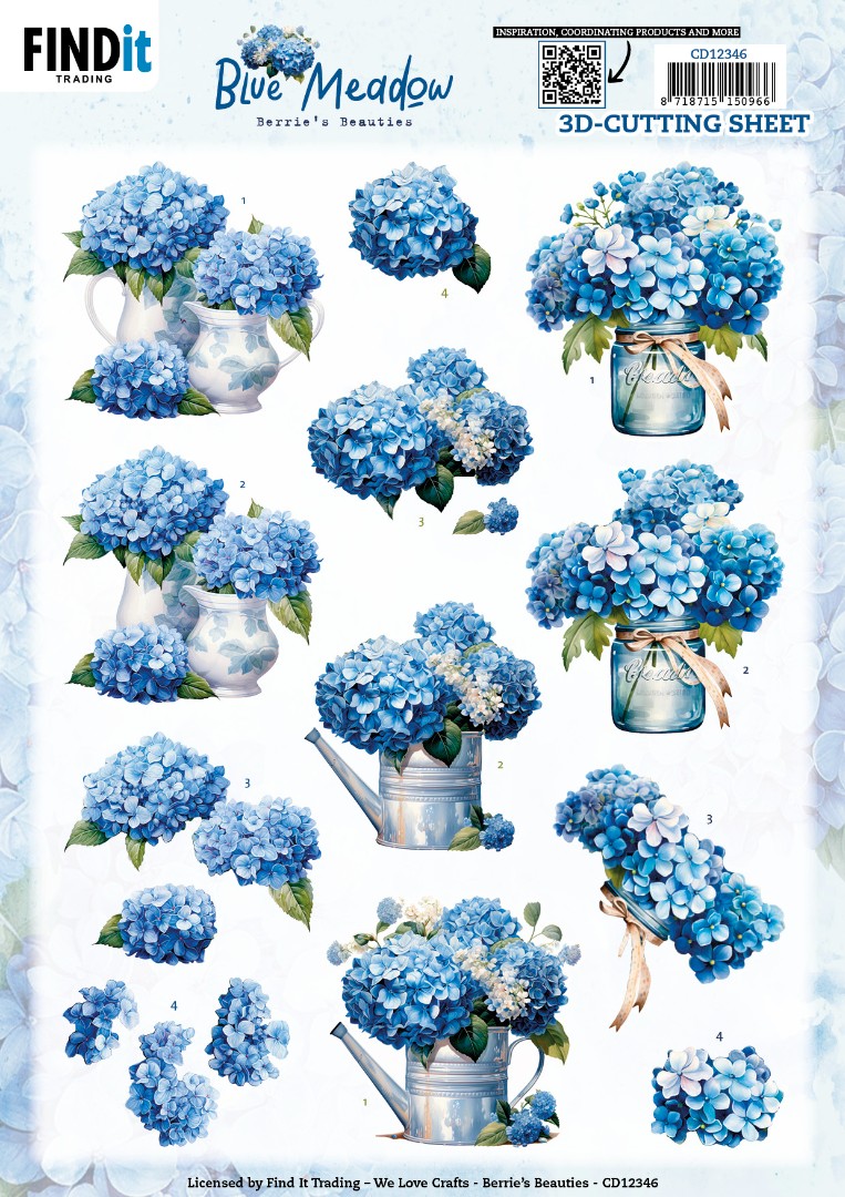 3D Cutting Sheet - Berries Beauties - Blue Meadow - Vase