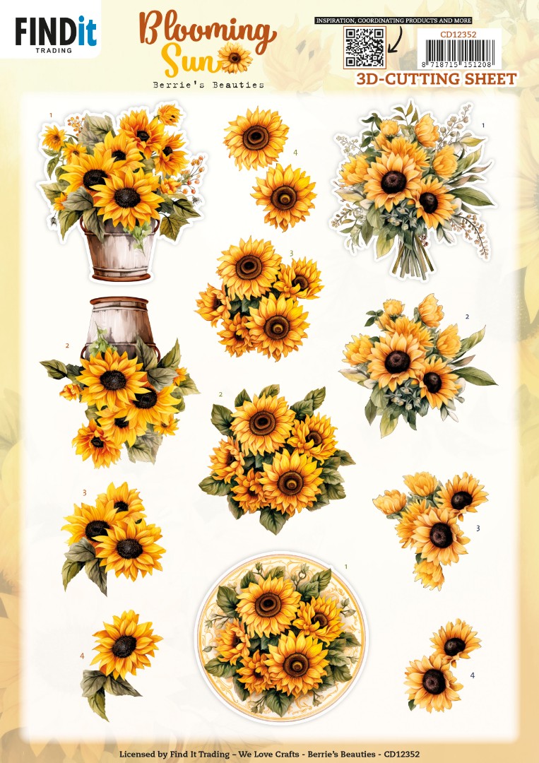3D Cutting Sheet - Berries Beauties - Blooming sun - Golden Glow 3D Cutting Sheet - Berries Beauties - Blooming sun - Golden Glow