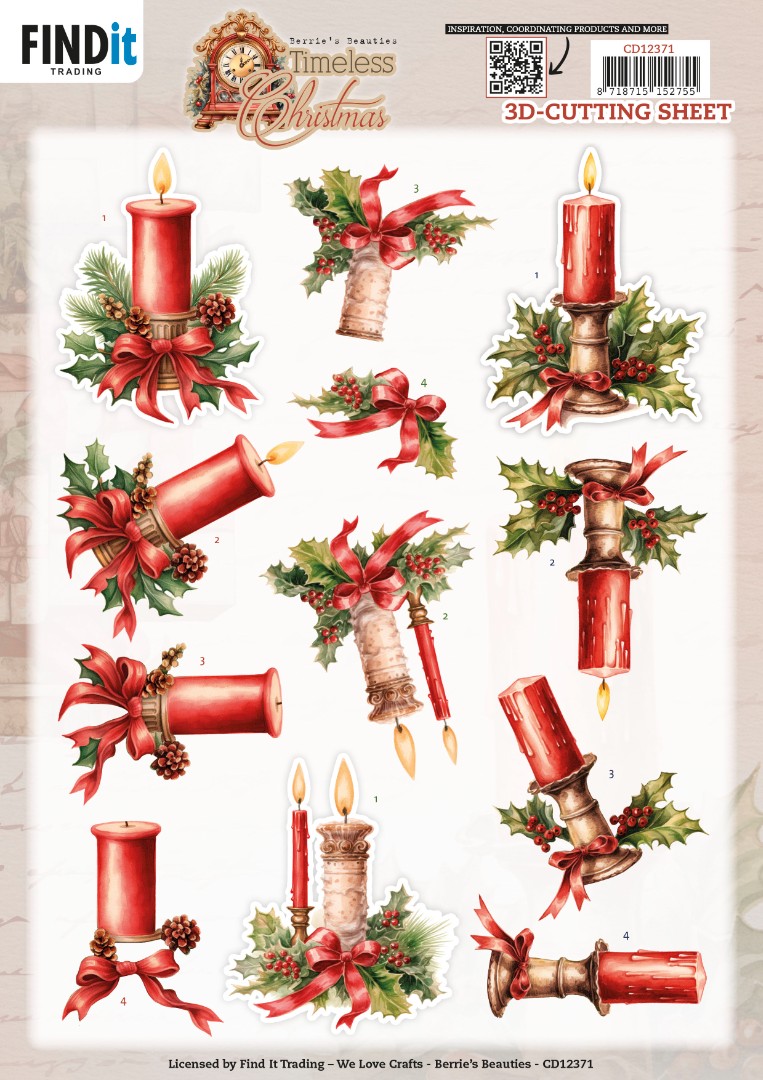 3D Cutting Sheet - Berries Beauties - Timeless Christmas - Timeless Candle