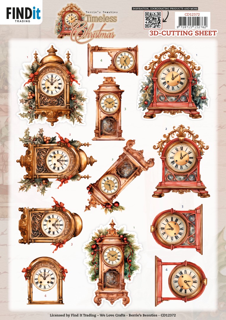 3D Cutting Sheet - Berries Beauties - Timeless Christmas - Timeless Clock