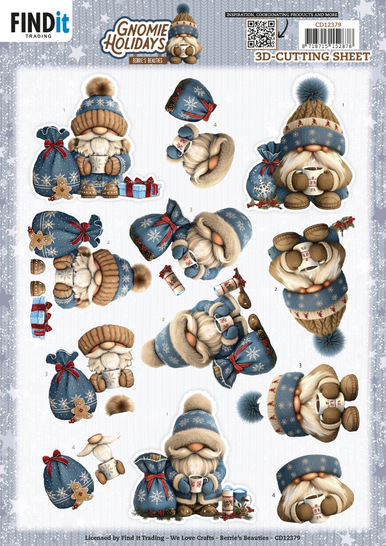 3D Cutting Sheet - Berries Beauties - Gnomie Holidays - Navy 3D Cutting Sheet - Berries Beauties - Gnomie Holidays - Navy