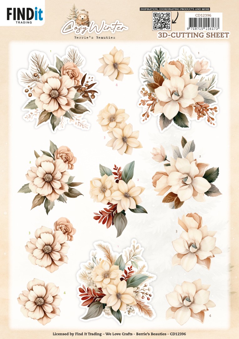 3D Cutting Sheet - Berries Beauties - Cosy WInter - Cosy Flowers
