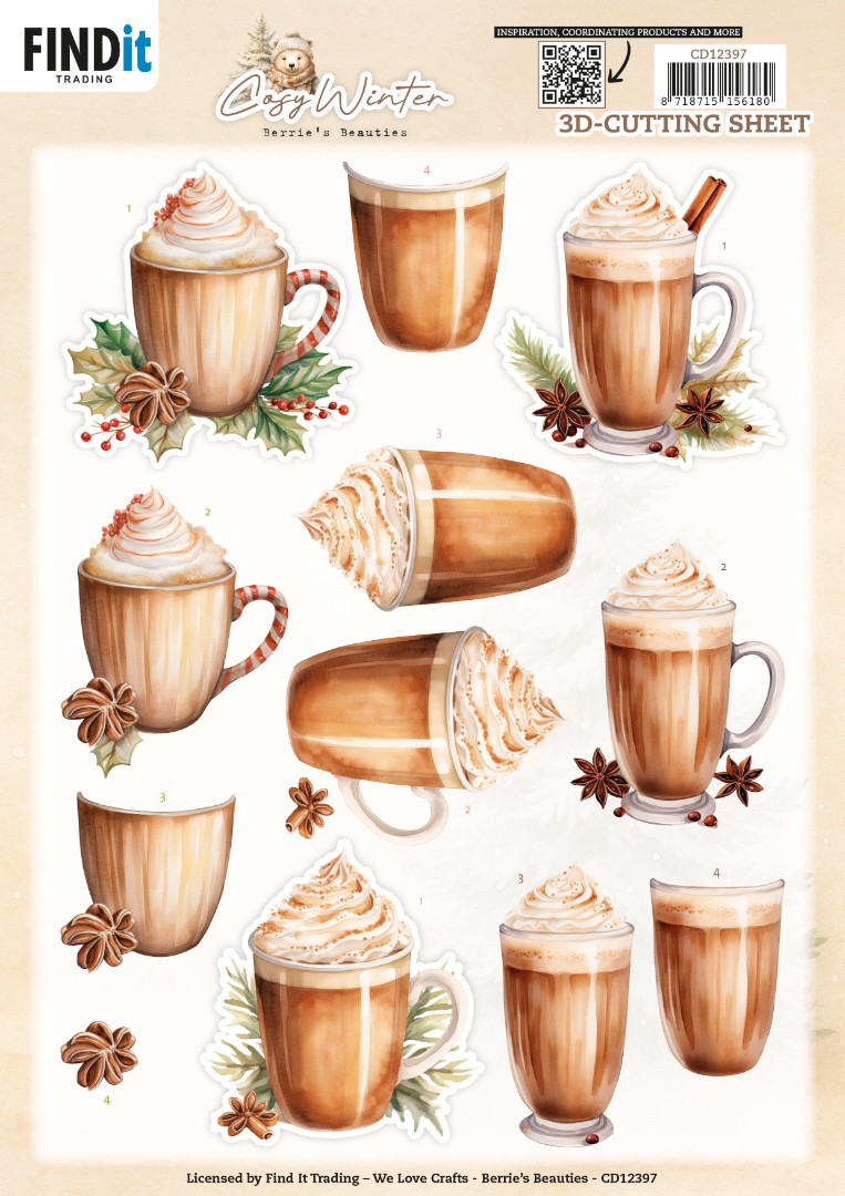 3D Cutting Sheet - Berries Beauties - Cosy WInter - Cosy Drinks
