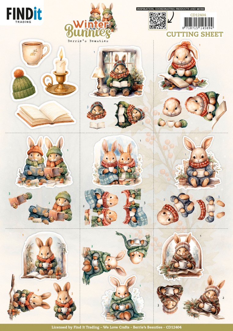 3D Cutting Sheet - Berries Beauties - Winter Bunnies - Mini