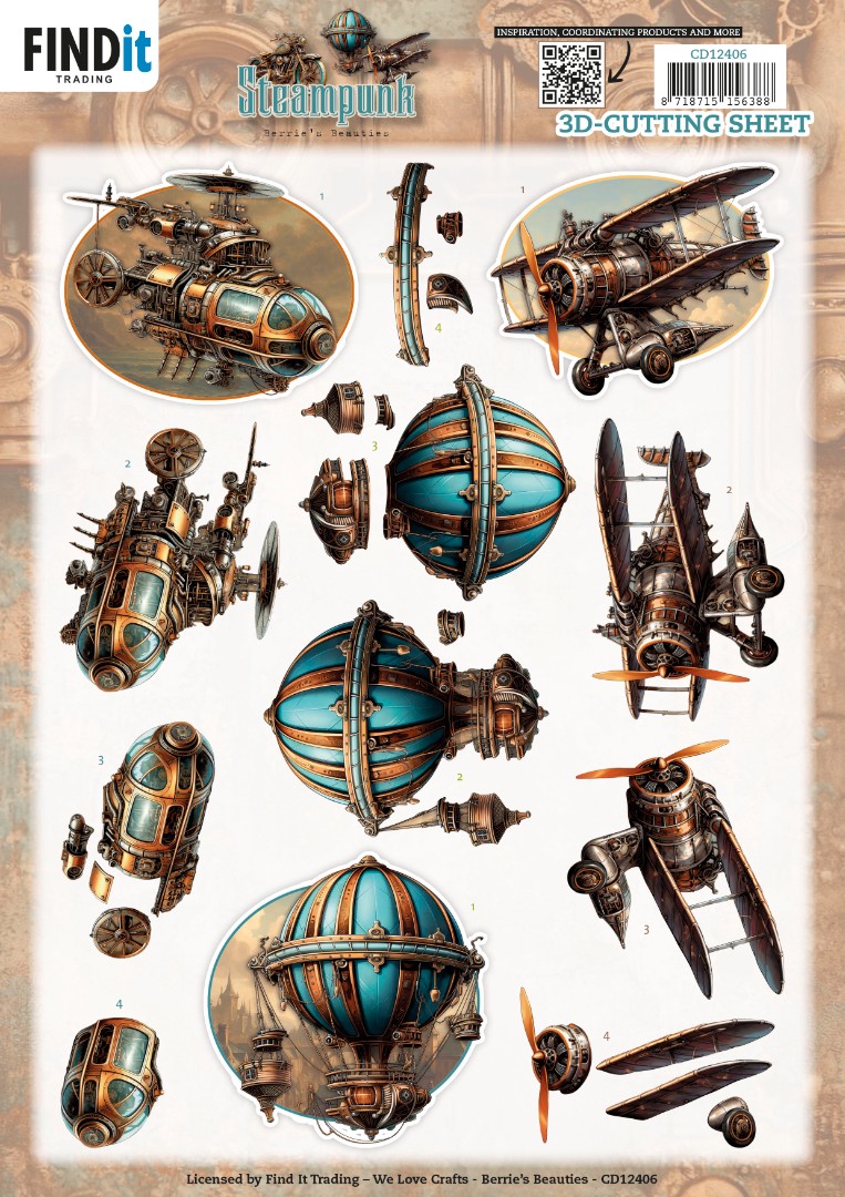 3D Cutting Sheet - Berries Beauties - Steampunk - In the Air 3D Cutting Sheet - Berries Beauties - Steampunk - In the Air