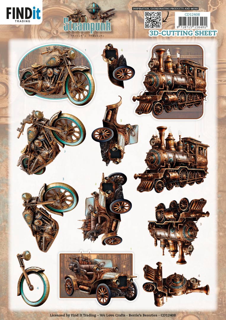 3D Cutting Sheet - Berries Beauties - Steampunk - Vehicles 3D Cutting Sheet - Berries Beauties - Steampunk - Vehicles
