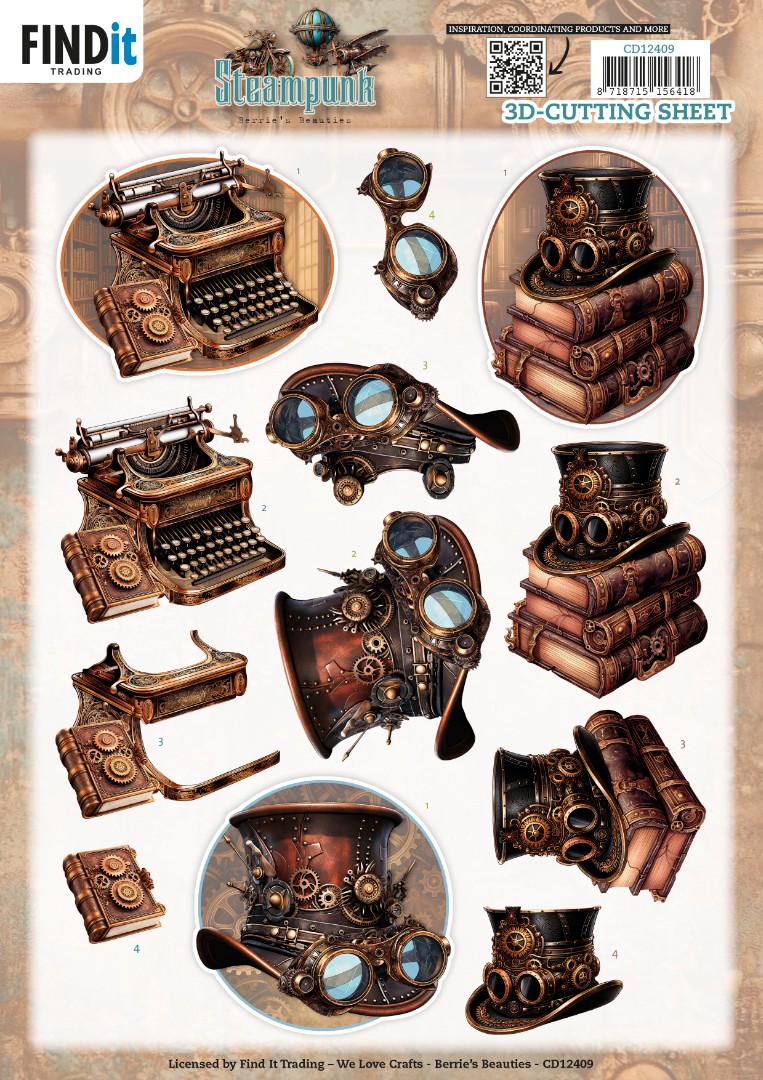 3D Cutting Sheet - Berries Beauties - Steampunk - Objects 3D Cutting Sheet - Berries Beauties - Steampunk - Objects