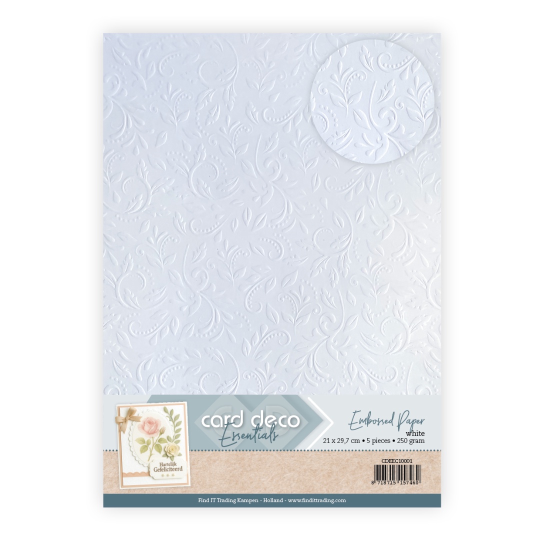 Embossed Paper - Card Deco - Ornamental Grace - White Embossed Paper - Card Deco - Ornamental Grace - White