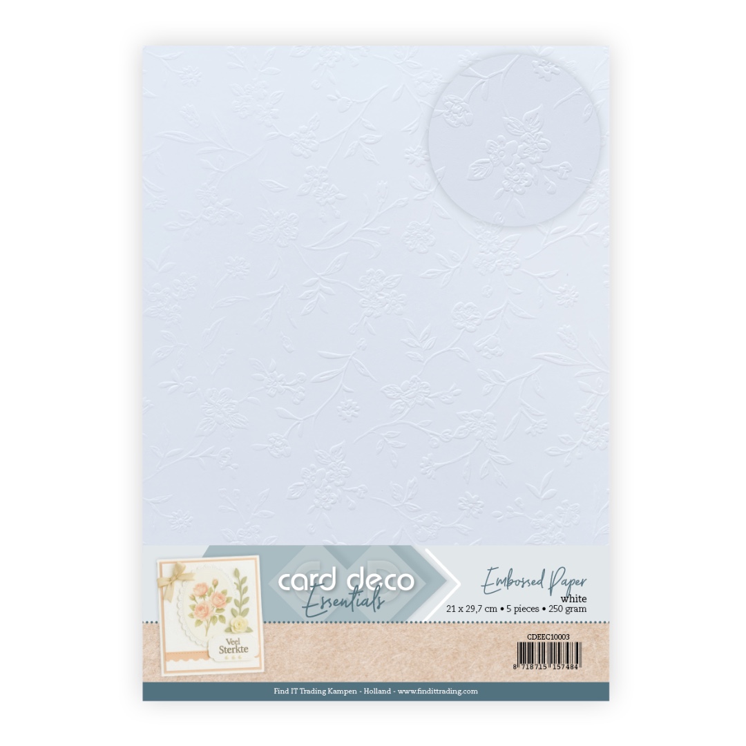 Embossed Paper - Card Deco - Blossom Garden - White Embossed Paper - Card Deco - Blossom Garden - White