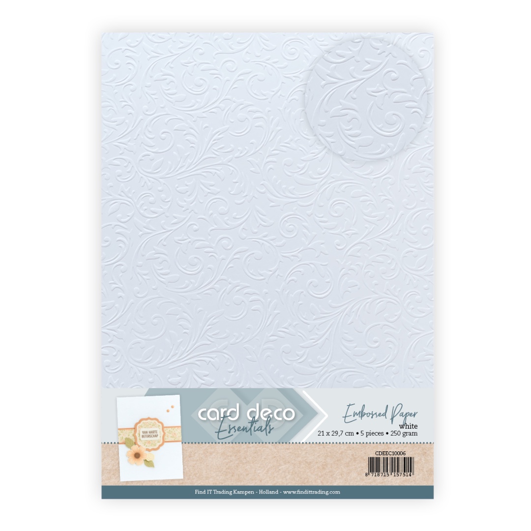 Embossed Paper - Card Deco  Baroque Charm - White