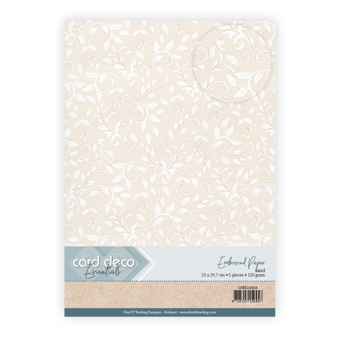 Embossed Paper - Card Deco - Leafy Lace - Sand Embossed Paper - Card Deco - Leafy Lace - Sand