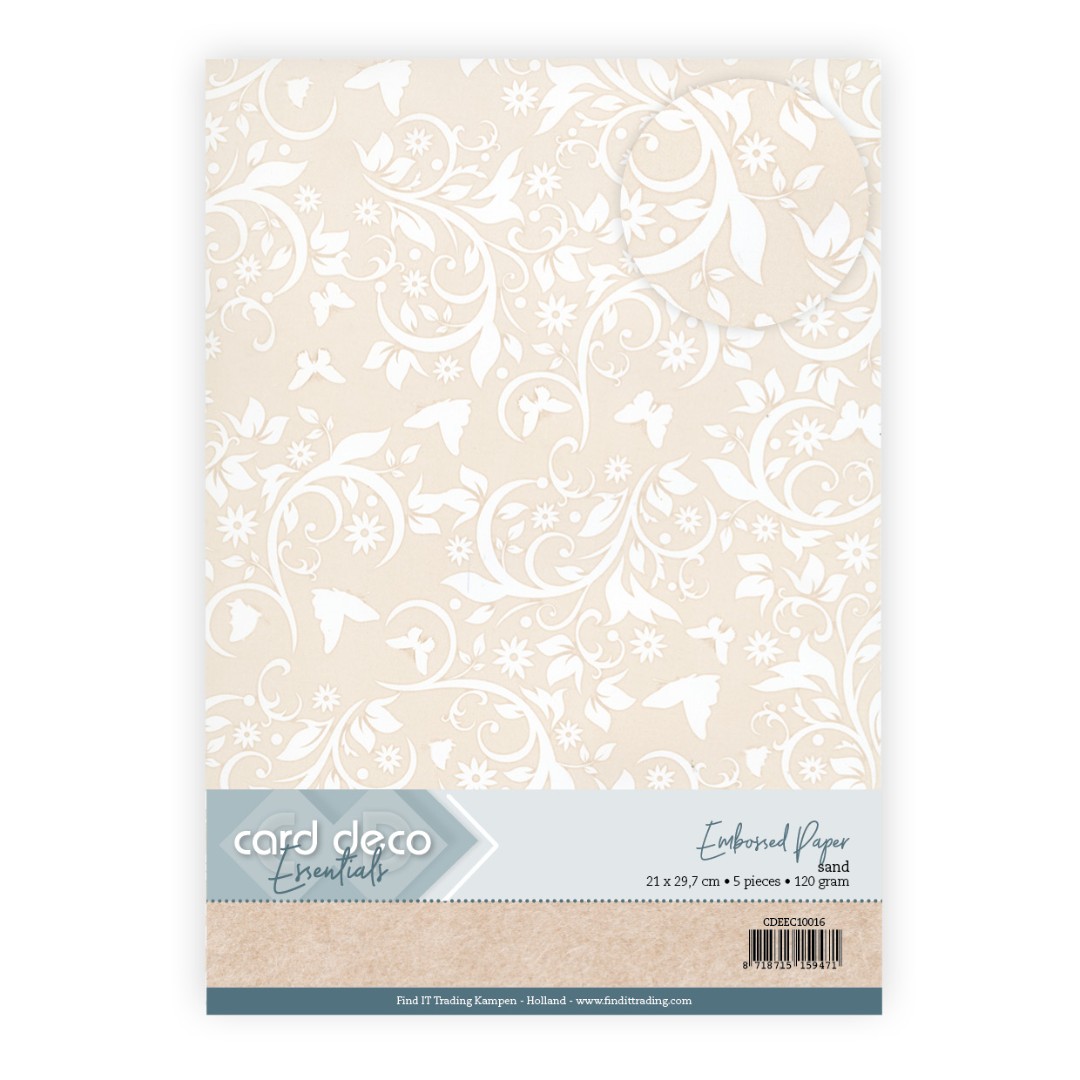 Embossed Paper - Card Deco - Butterfly Garden - Sand Embossed Paper - Card Deco - Butterfly Garden - Sand