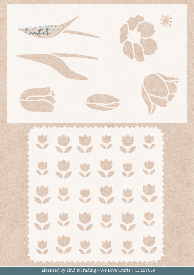 Stencil - Card Deco Essentials - Tulips - A5 Stencil - Card Deco Essentials - Tulips - A5