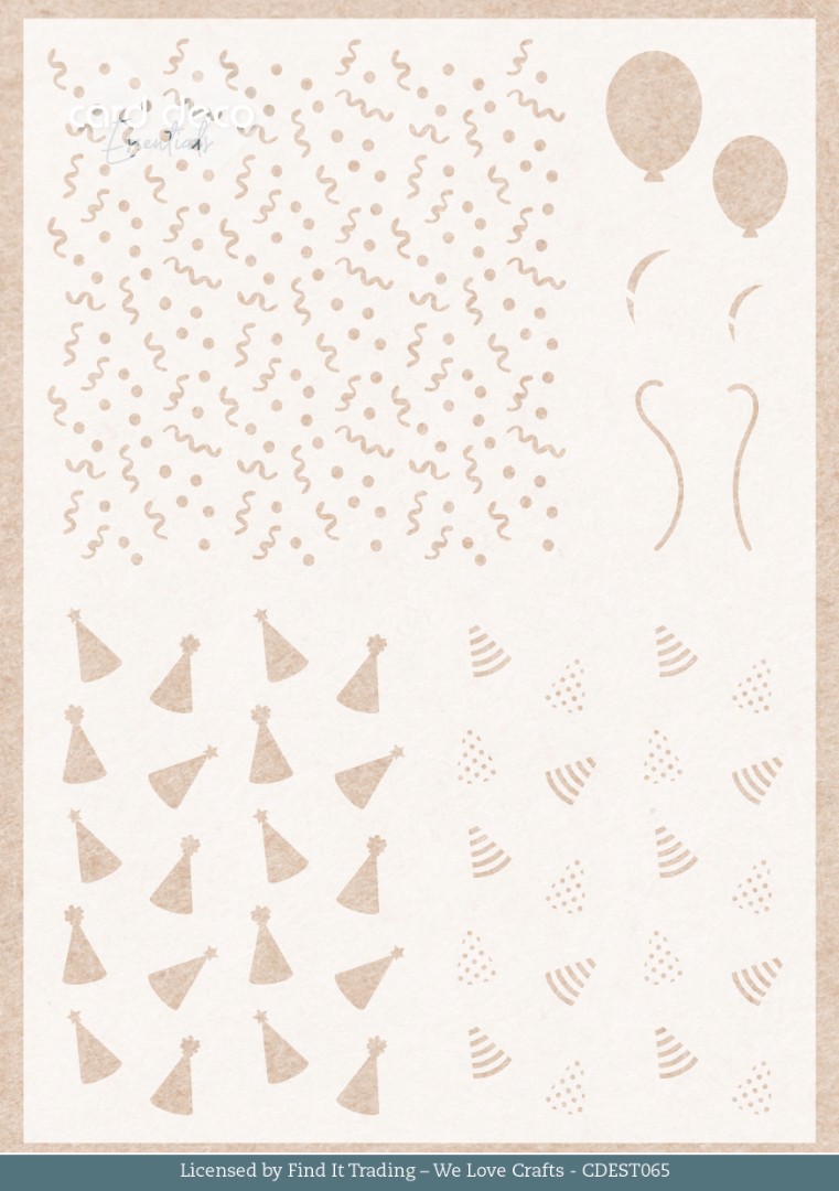 Stencil - Card Deco Essentials - Teddy Party - A5 Stencil - Card Deco Essentials - Teddy Party - A5