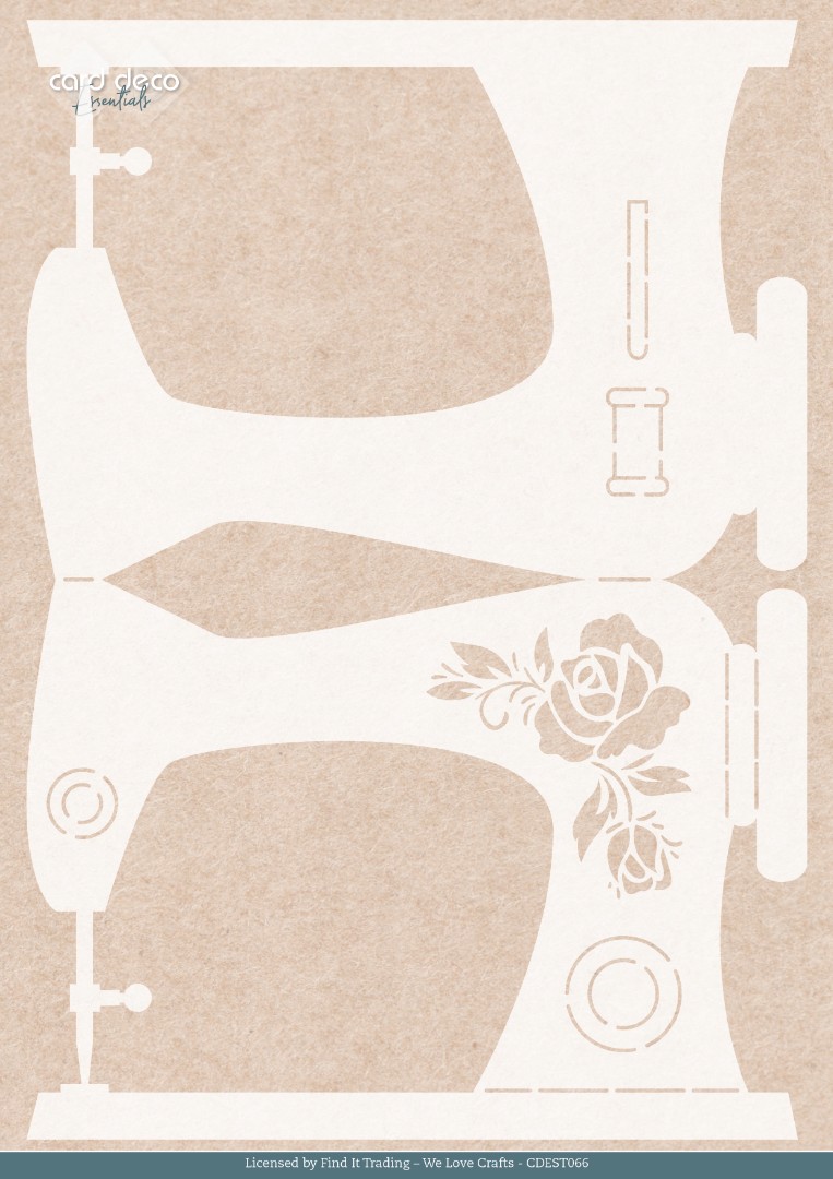 Stencil - Card Deco Essentials - Sewing Serenity - Sewing Machine - A4 Stencil - Card Deco Essentials - Sewing Serenity - Sewing Machine - A4