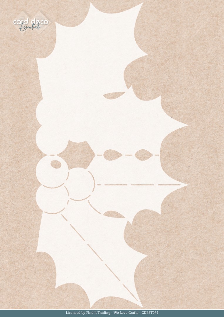 Stencil - Card Deco Essentials - Floral Christmas- Floral Holly A4 Stencil - Card Deco Essentials - Floral Christmas- Floral Holly A4