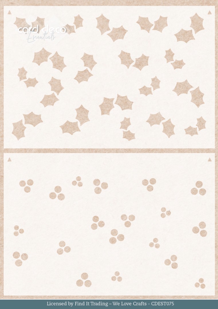 Stencil - Card Deco Essentials - Floral Christmas- Floral Holly Pattern A5 Stencil - Card Deco Essentials - Floral Christmas- Floral Holly Pattern A5