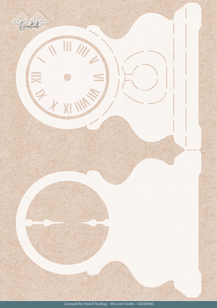 Stencil - Card Deco Essentials - Timeless Christmas - Timeless Clock Card A4