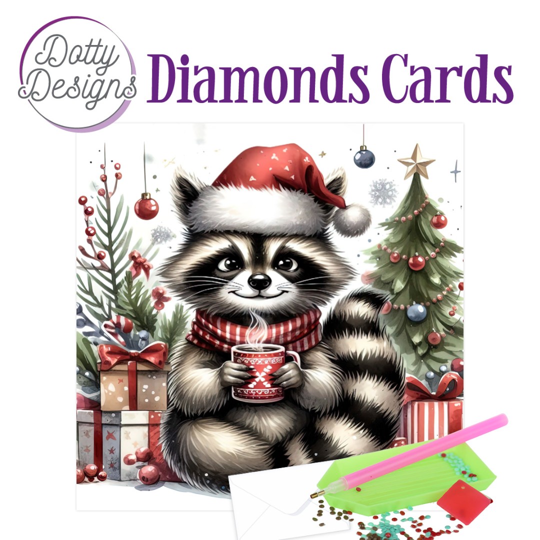 Dotty Designs Diamond Cards - Christmas Raccoon Dotty Designs Diamond Cards - Christmas Raccoon