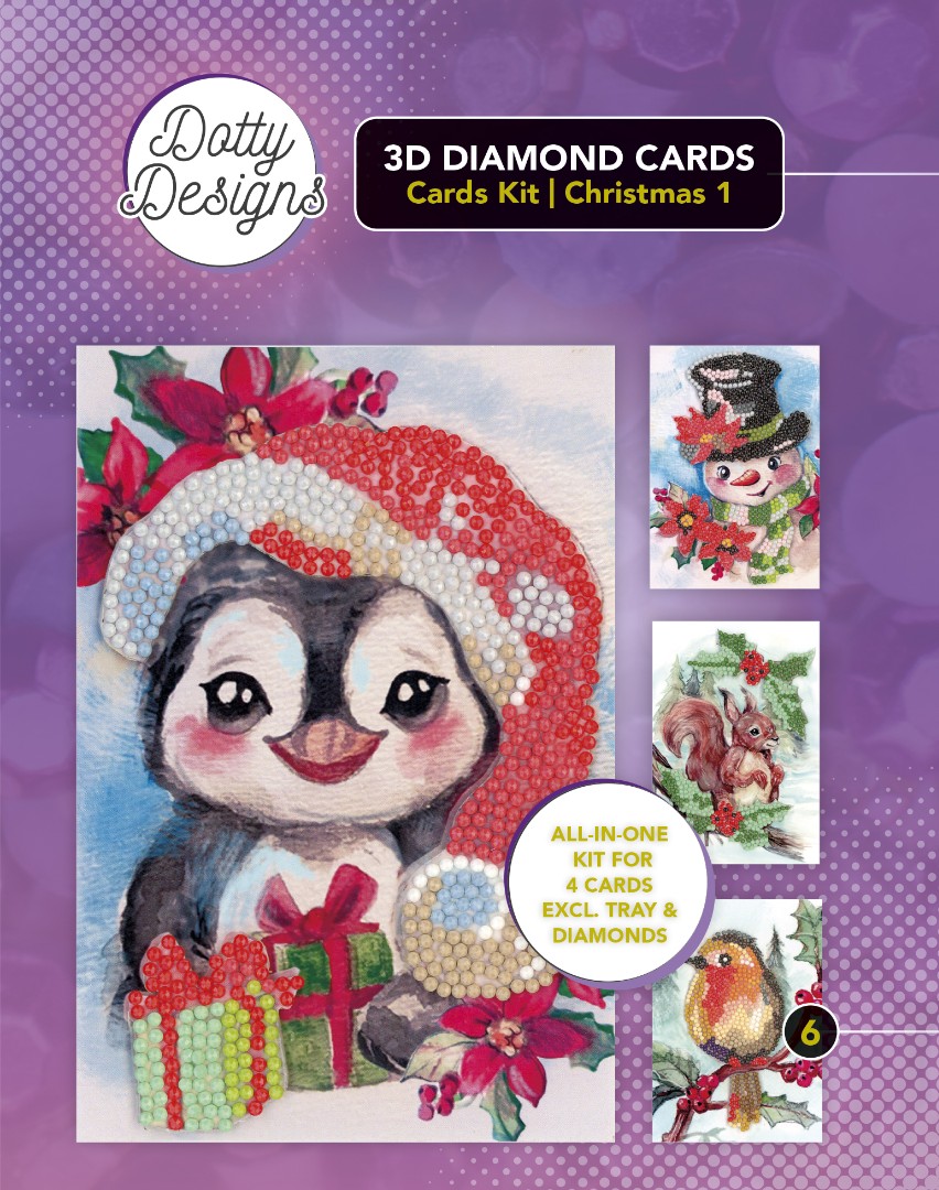 Dotty Designs Diamond 3D Cards Kit 06 - Christmas Animals Dotty Designs Diamond 3D Cards Kit 06 - Christmas Animals