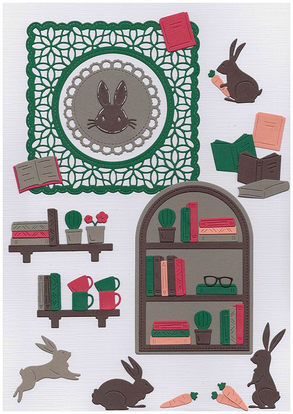 Dies - Berries Beauties - Winter Bunnies - Bunny Bookcase