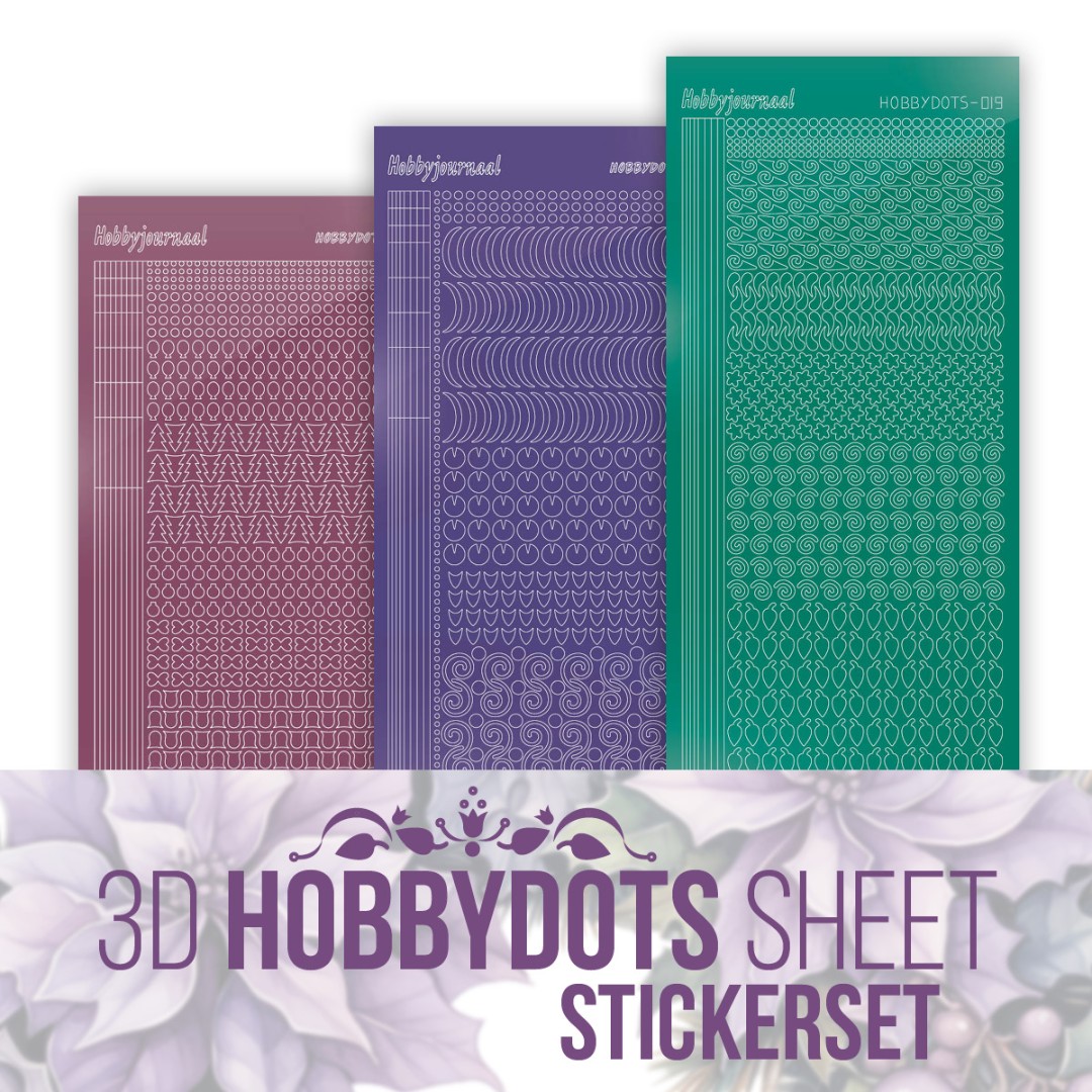 Stickerset 3D Hobbydots Sheet - Berries Beauties - Pastel Purple Christmas