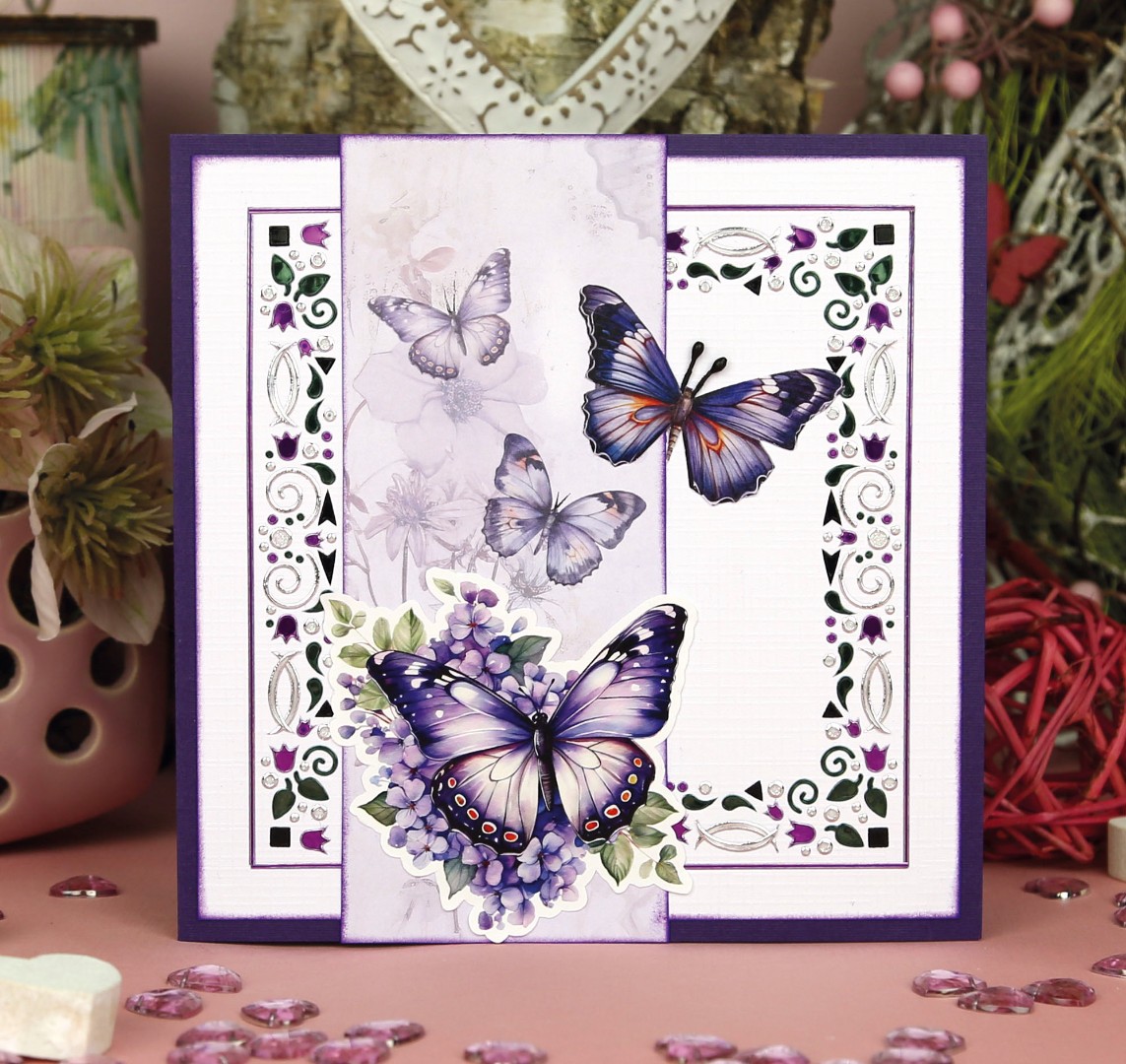 3D Push out Sheet - Berries Beauties - Flutter Flair - Purple Flutters
