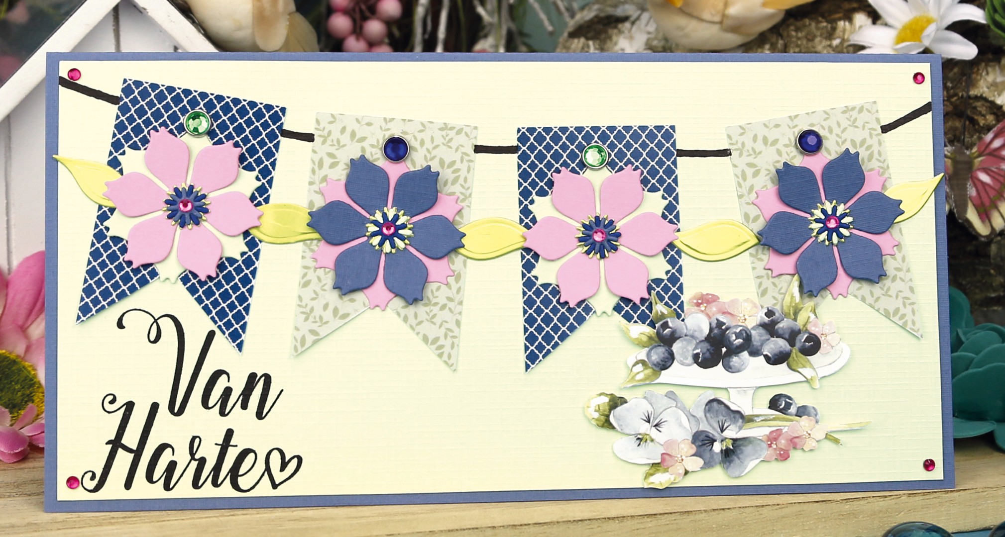3D Cutting Sheet - Precious Marieke- Navy Elegance - Blueberries