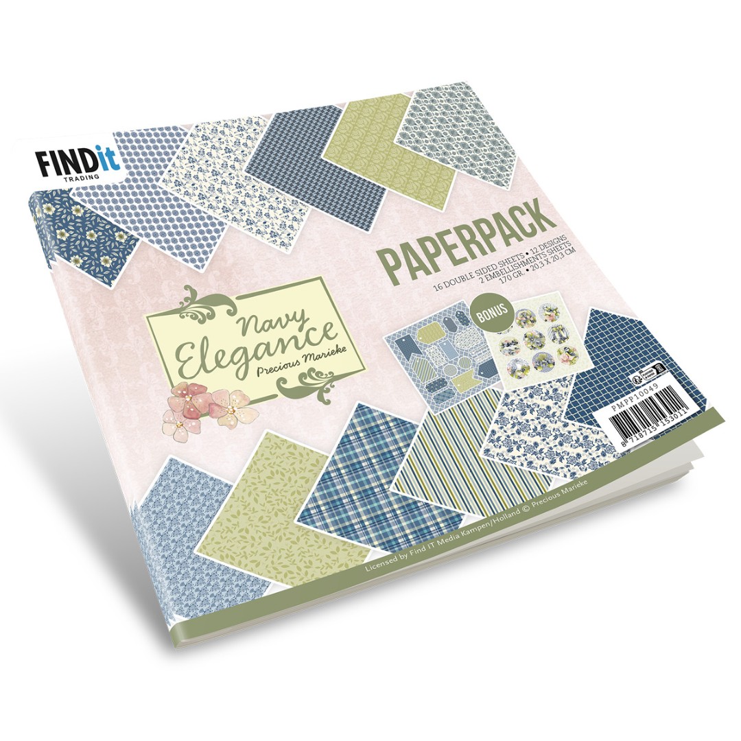 Paperpack - Precious Marieke- Navy Elegance 20 x 20 cm Paperpack - Precious Marieke- Navy Elegance 20 x 20 cm