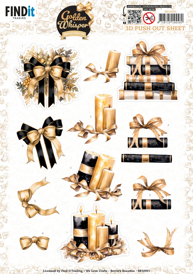 3D Pushout Sheet - Berries Beauties - Golden Whisper - Bow 3D Pushout Sheet - Berries Beauties - Golden Whisper - Bow