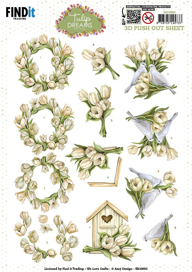 3D Push out Sheet - Amy Design - Tulip Dreams - Romantic Tulips