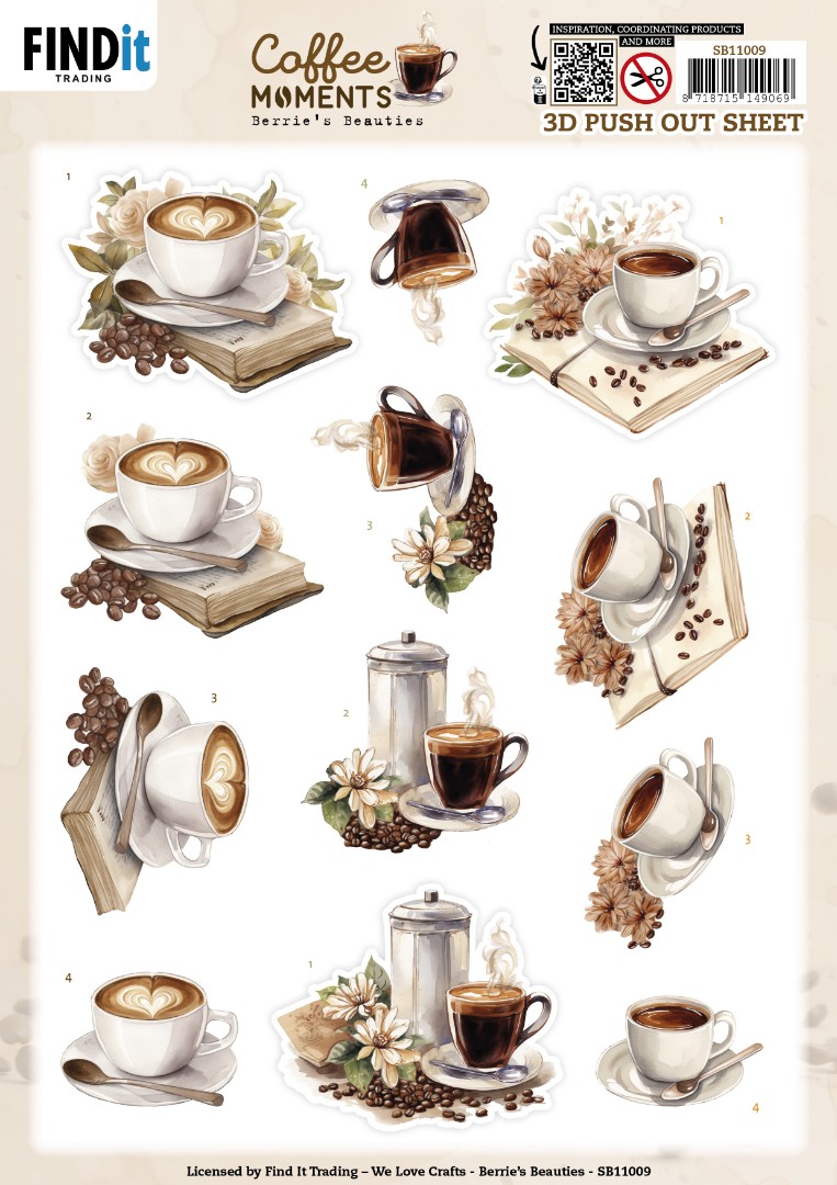 3D Push out Sheet - Berries Beauties - Coffee Moments - Cup of Coffee