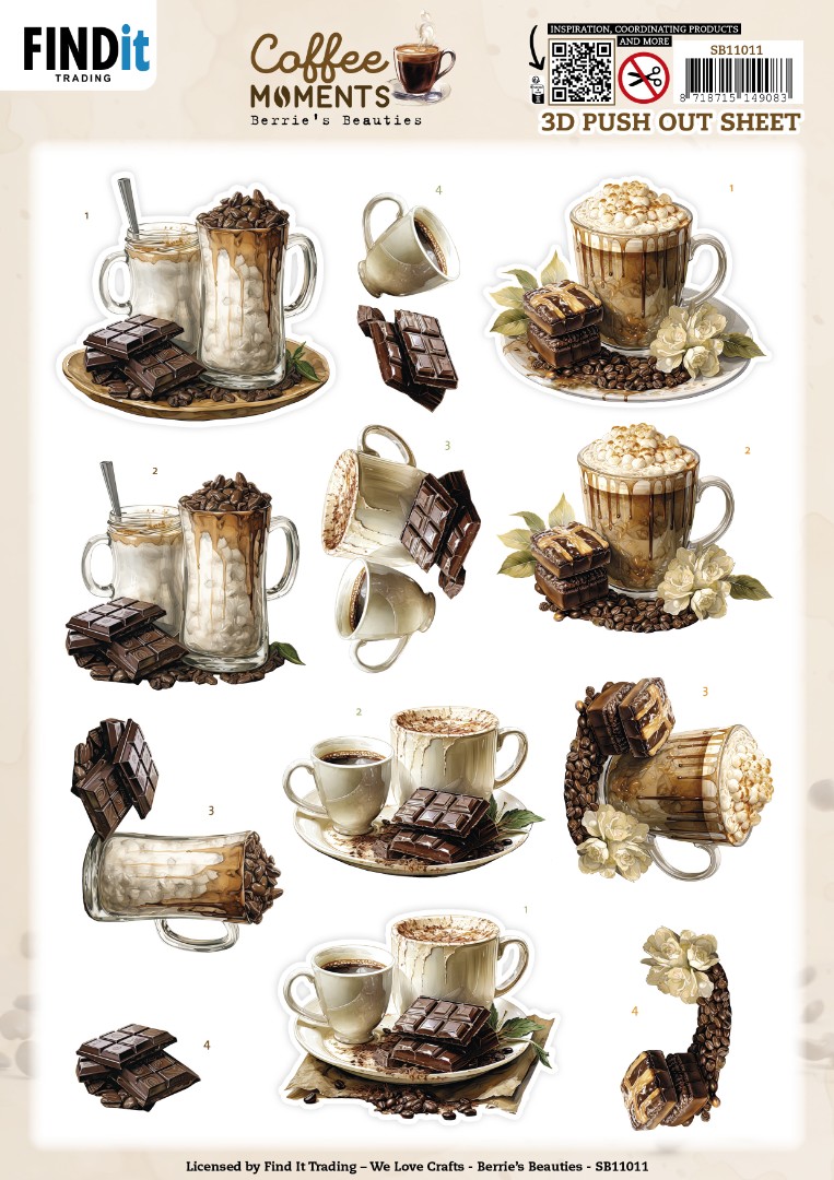 3D Push out Sheet - Berries Beauties - Coffee Moments - Cacao