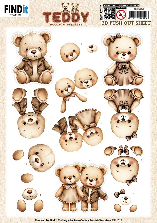 3D Push out Sheet - Berries Beauties - Teddy - Together