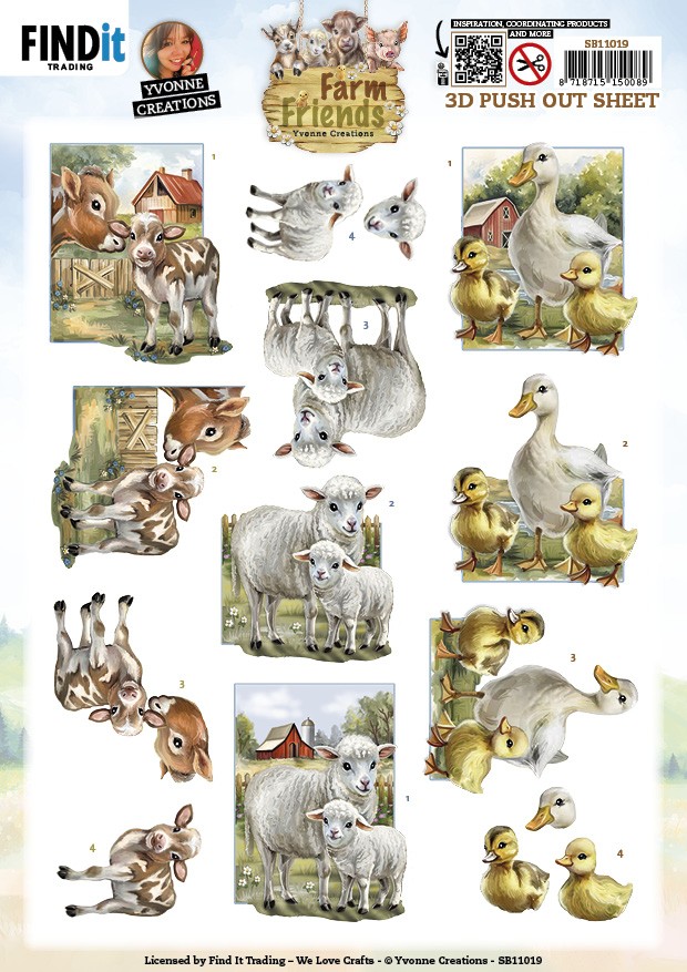 3D Push out Sheet - Yvonne Creations - Farm Friends - Mother and Child