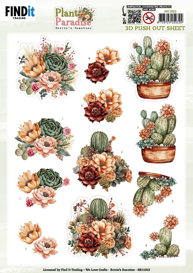 3D Push out Sheet - Berries Beauties - Plant Paradise - Cactus Harmony 3D Push out Sheet - Berries Beauties - Plant Paradise - Cactus Harmony