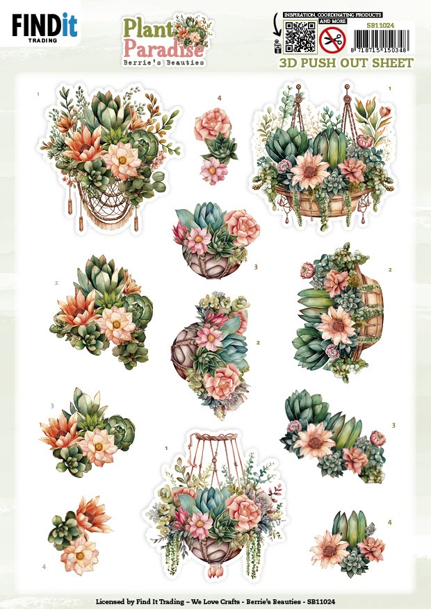 3D Push out Sheet - Berries Beauties - Plant Paradise - Hanging Baskets 3D Push out Sheet - Berries Beauties - Plant Paradise - Hanging Baskets