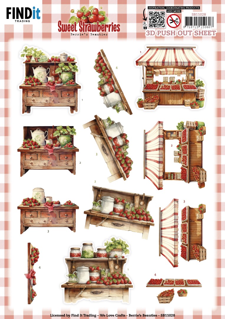 3D Push out Sheet - Berries Beauties - Sweet Strawberries - Strawberry Sale 3D Push out Sheet - Berries Beauties - Sweet Strawberries - Strawberry Sale